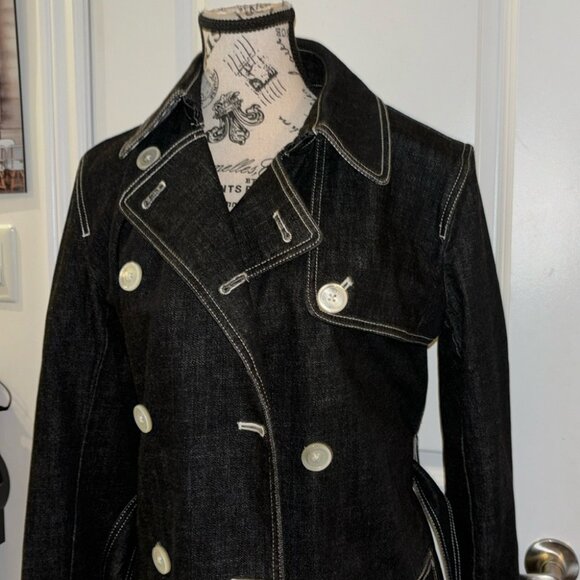 Vintage Lauren Jeans Co. Ralph Lauren Dark Denim Coat w/ Contrast Stitching - Picture 6 of 10